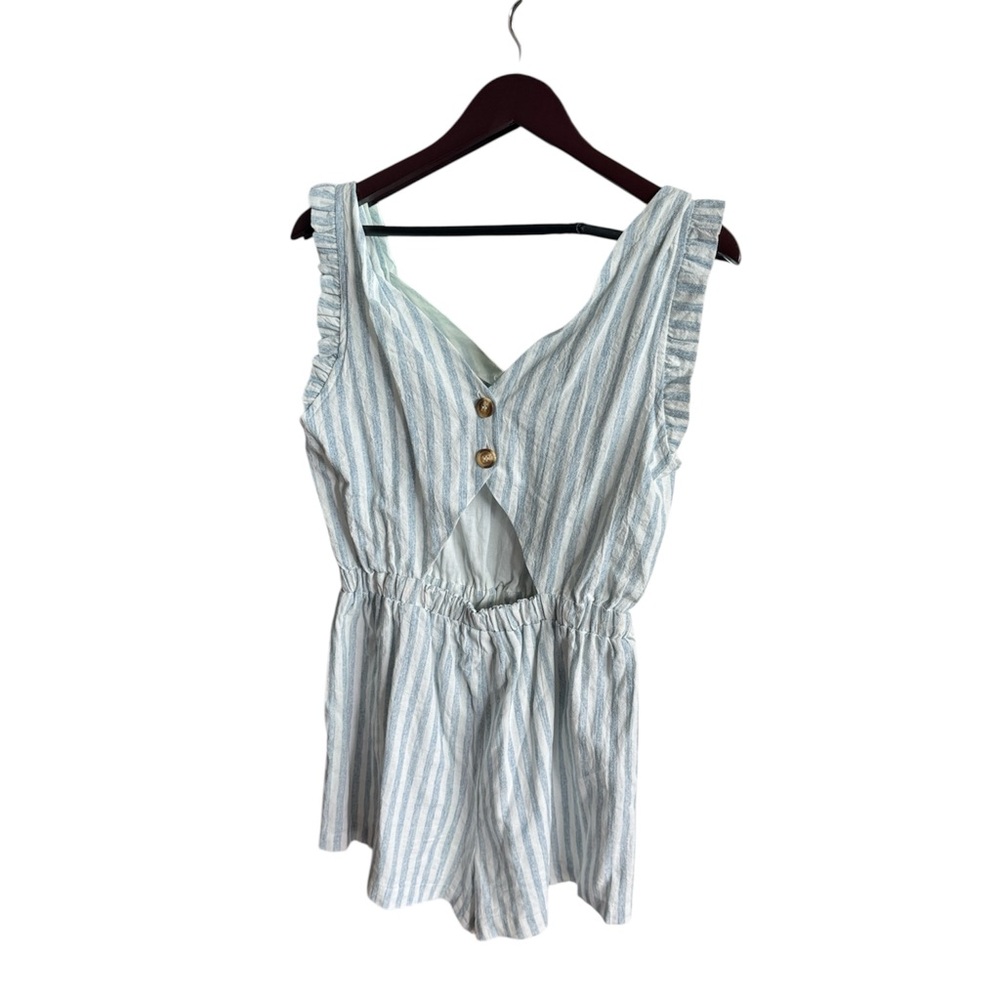 Allie Rose size L Striped Sleeveless Romper with open back - Picture 3 of 9